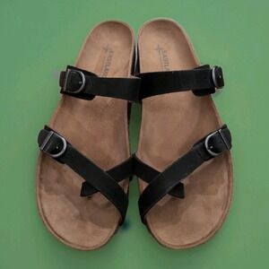 Eastland Women's TIOGO Toe Sandal, Black Leather Sz 10M Nwot